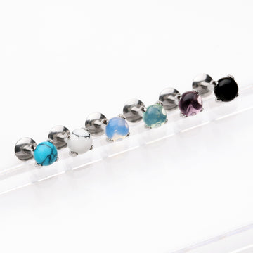 6 Pcs Pack of Prong-Set Stone Top Internally Threaded Labrets